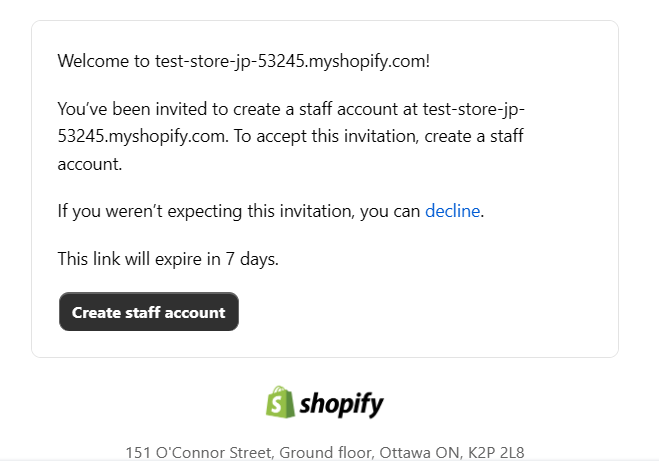 Create staff account メール